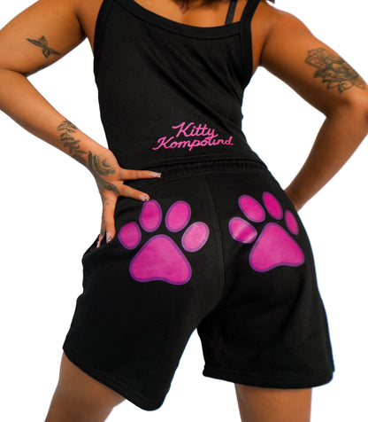 Paws on My Peach Shorts