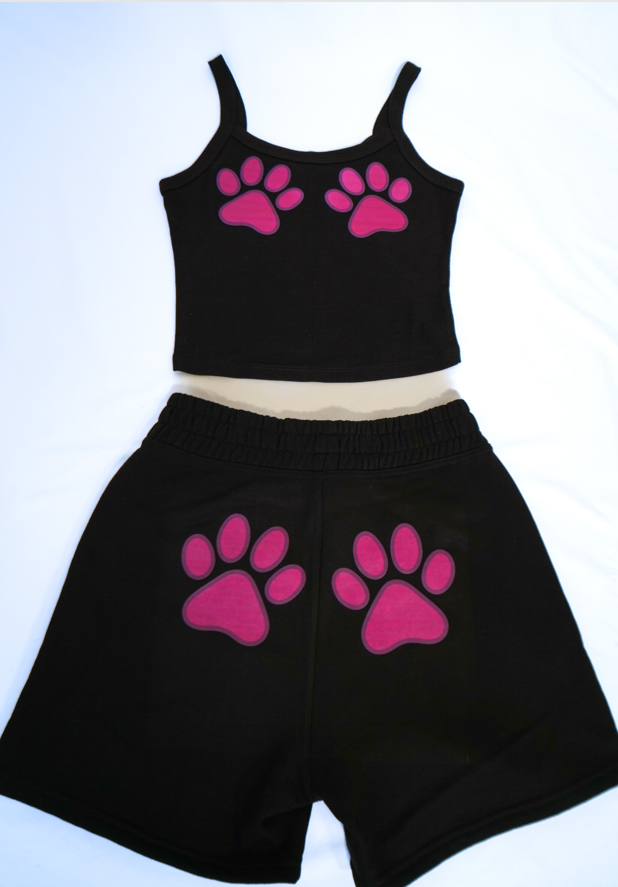 Paws on My Peach Shorts