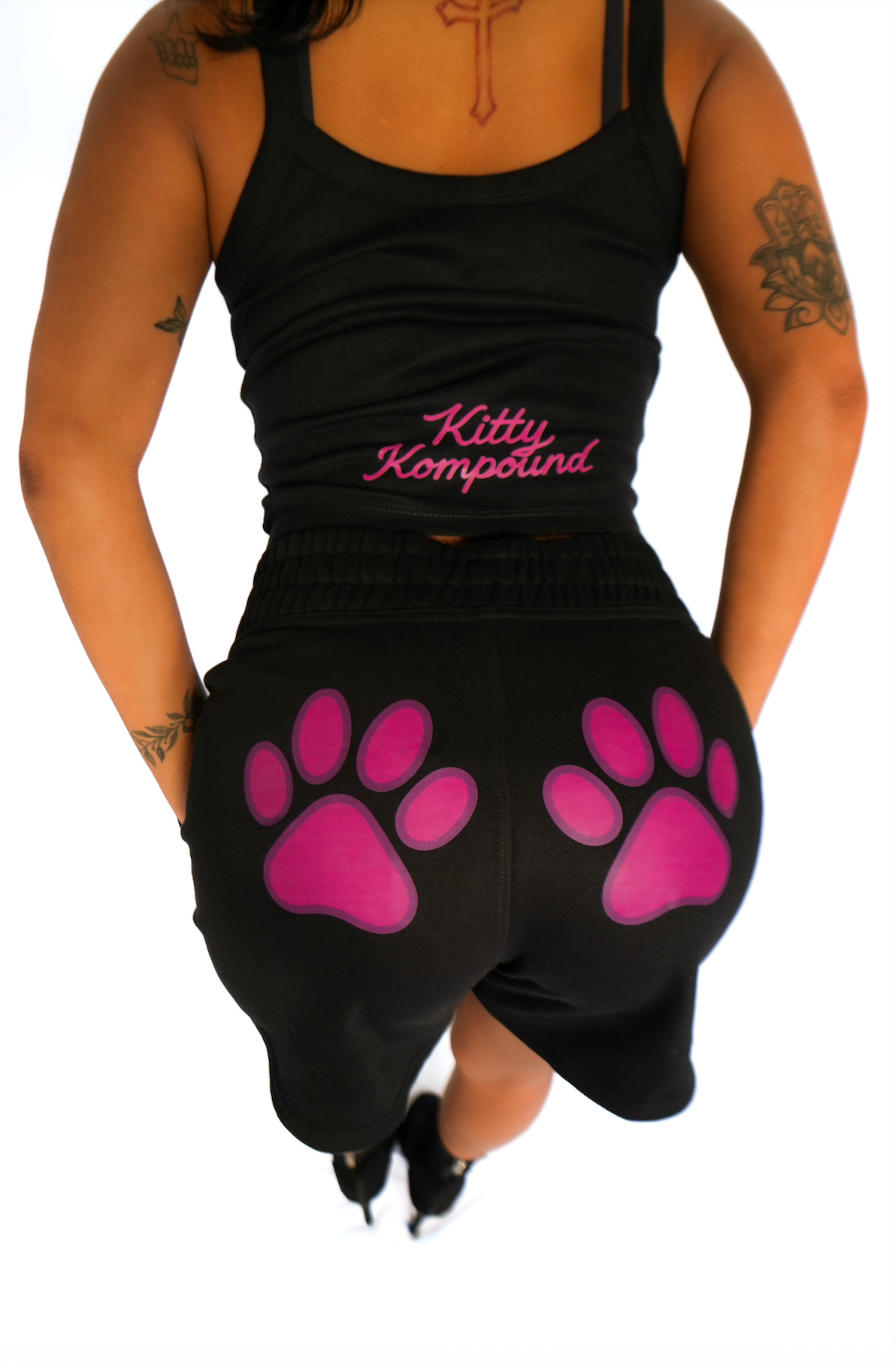 Paws on My Peach Shorts