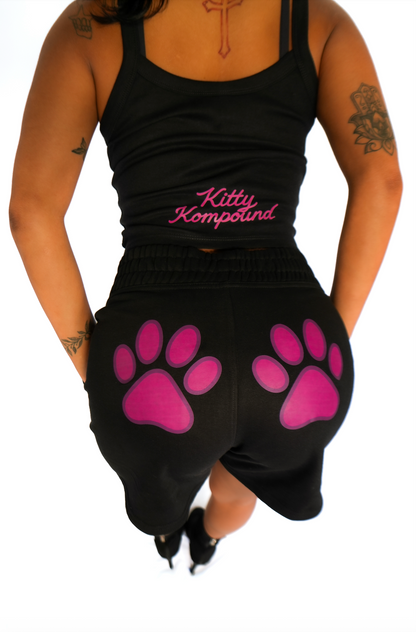 Paws on My Peach Shorts